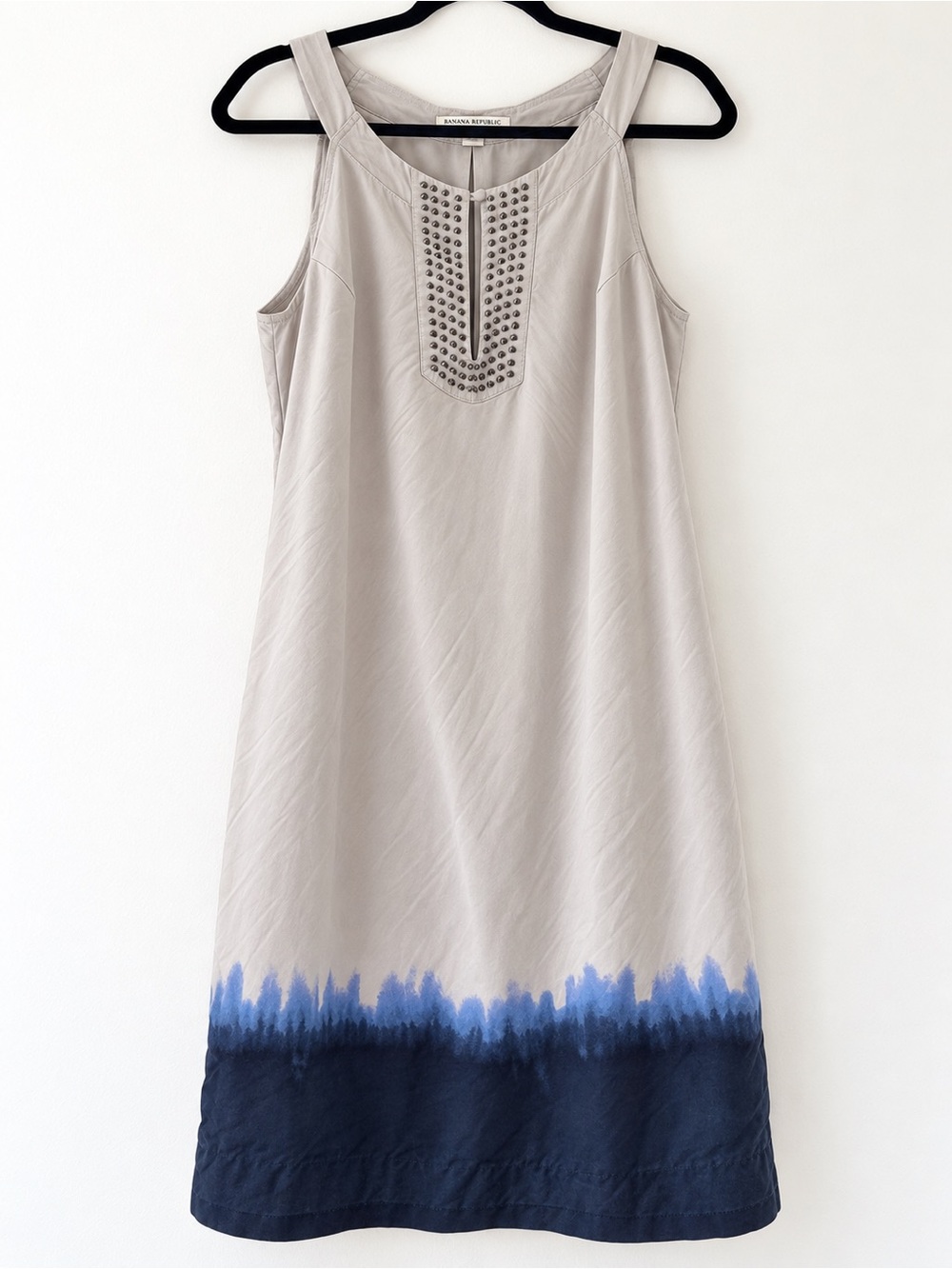 Banana Republic Sleeveless Gray and Navy Ombre Dress with Studded Yoke